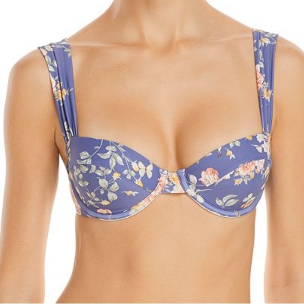 WeWoreWhat Claudia Bikini top floral blue